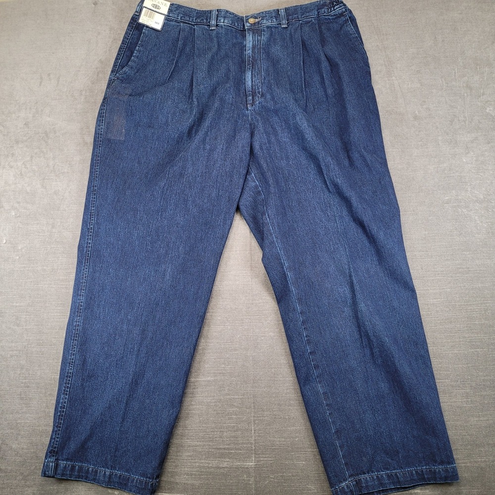 Savane Mens Laundered Denim Elastic Waist Jeans Dark Wash 40 New